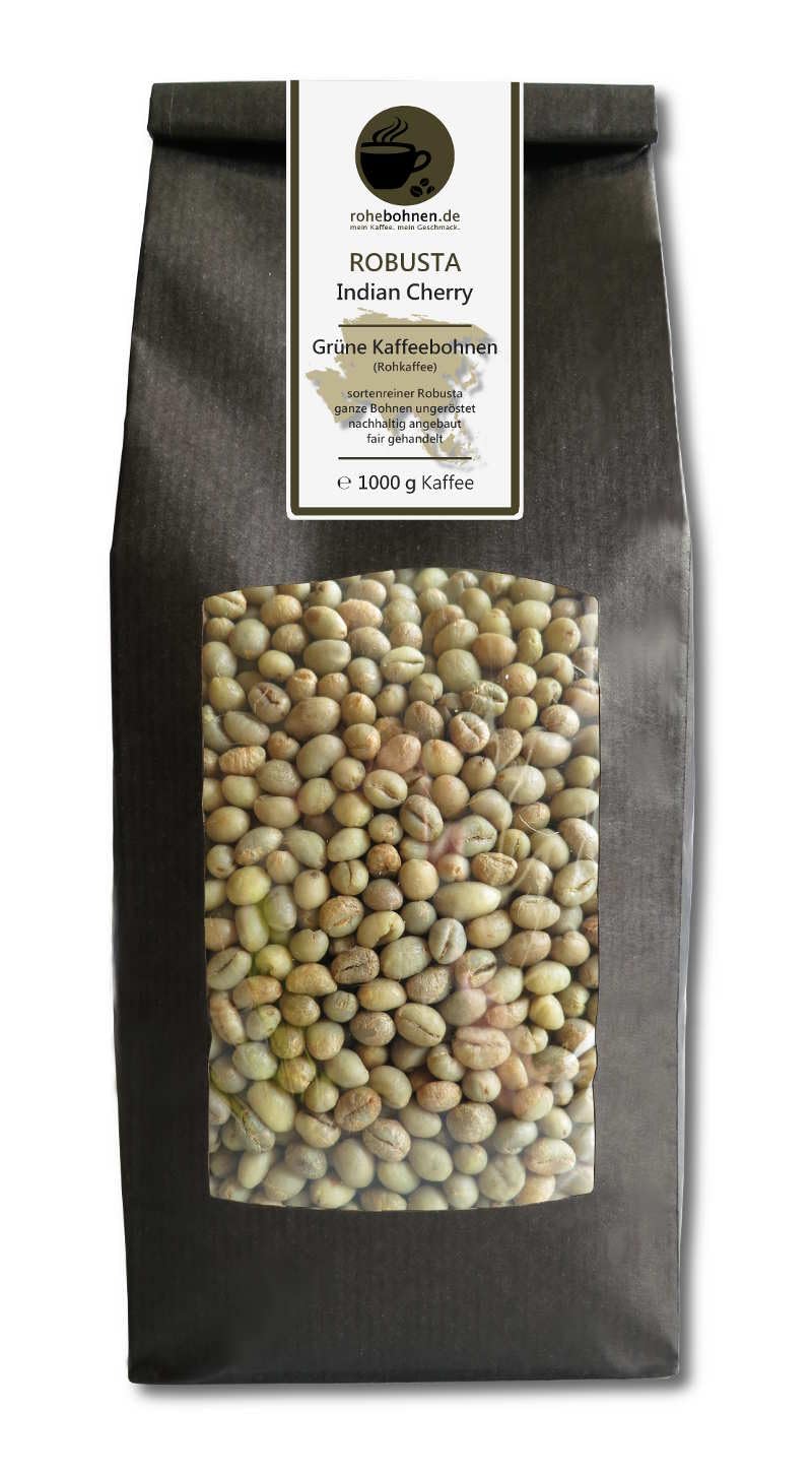 Café verde - Café verde Robusta Indian Cherry (granos de café verde 1000g) - Certificado GMP