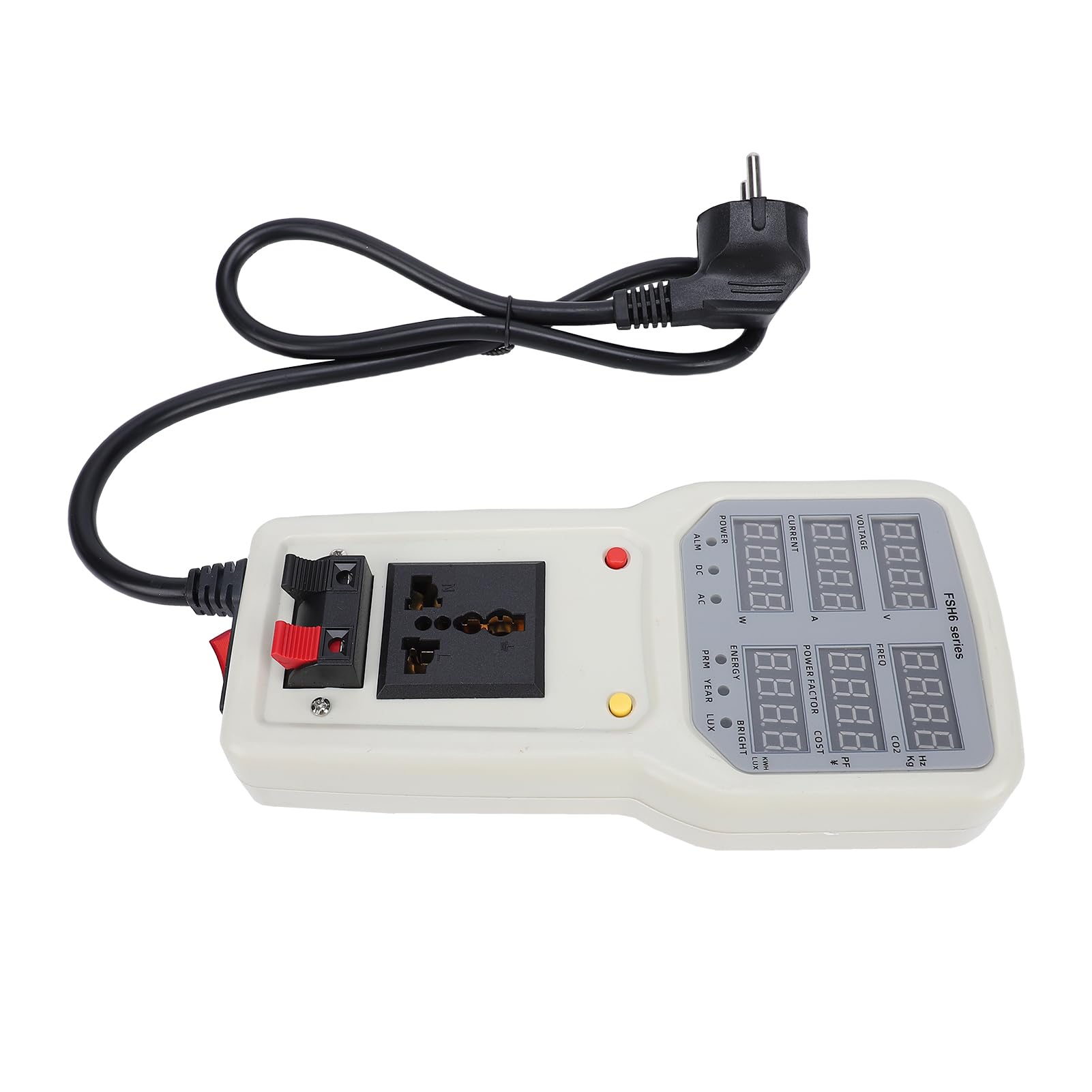 Hyuduo Miernik światła LED, Ręczny Miernik Mocy ABS z Cyfrowym Pomiarem Napięcia Prądu, 0 do 50000 LX 20A 5000W, Wtyczka UE dla Elektryków Testujących światło LED (Norma europejska)