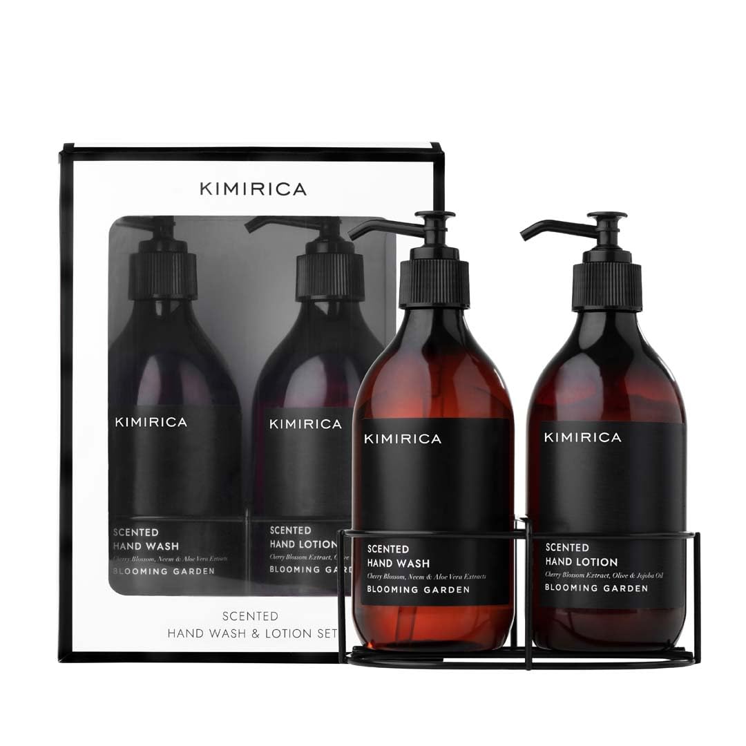 Kimirica Blooming Garden Hand Wash & Winter Hand Lotion Duo Caddy Set 100% Vegan & Paraben Free | Long Lasting fragrance Lotion | Luxury Gift set | Premium Gift Set (300mlx2)-image-29