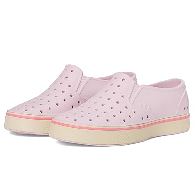 Native Shoes Kids Miles Slip On Sneakers (Little Kid/Big Kid) Girls Shoes Barely Pink/Bone White