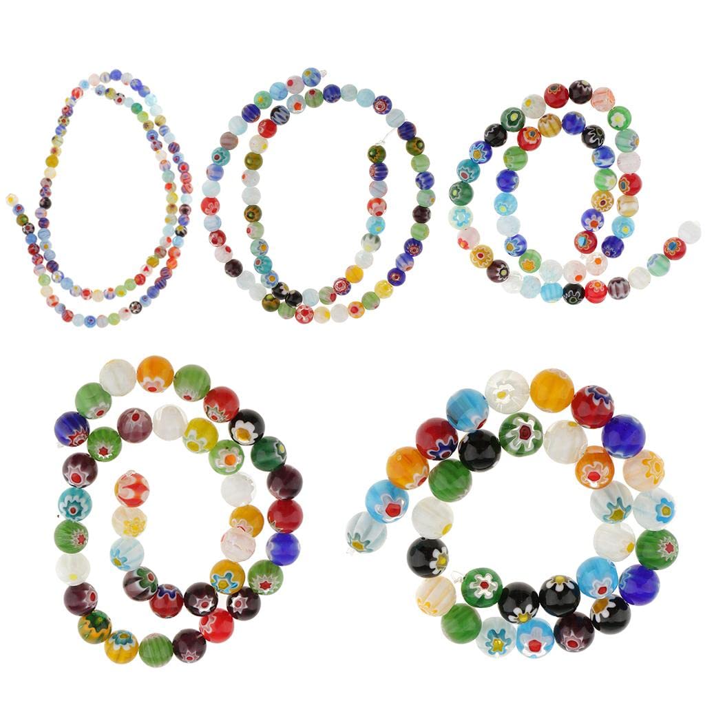 GENERIC Wholesale Mix Colors Millefiori Flower Lampwork Glass Round Beads Loose Spacer Beads DIY Accessories 6mm