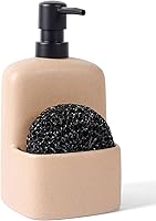 Vista 10 de Dispensador de jabón para platos, dispensador de jabón de cocina con soporte de esponja, dispensador de jabón de cerámica mate de 20 onzas para Gris