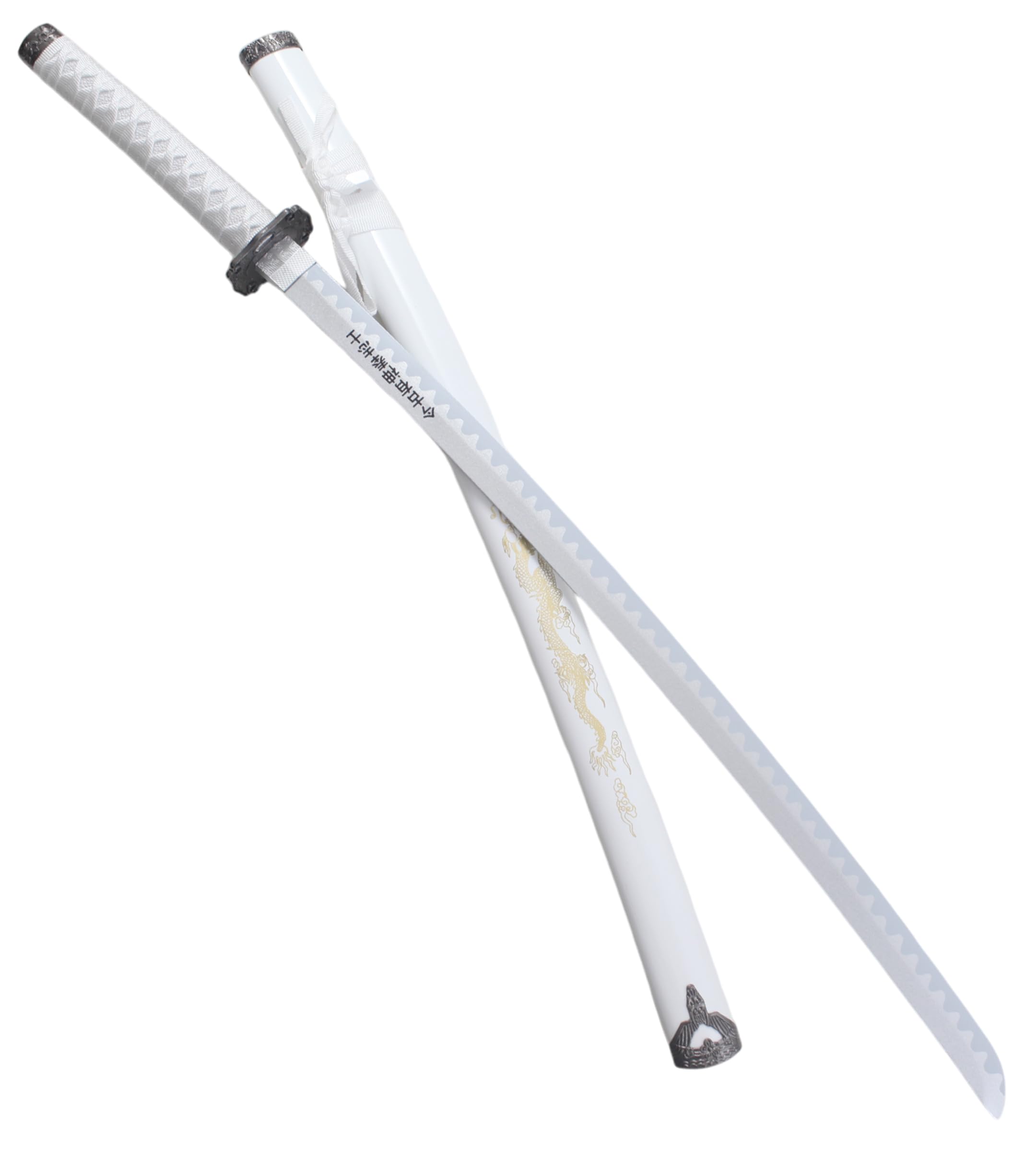 Set 3 Katanas en Bois Lame en Bois Katana Wakizashi Tanto Epee Sabre Katana Japonais Katana Dragon White Edition + Presentoir