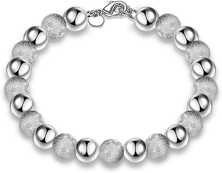 AchidistviQ Bracelet Women's 925 Sterling Silver Hollow Chain Bracelet Charm Wrist Bangle Clasp Gift (sliver)