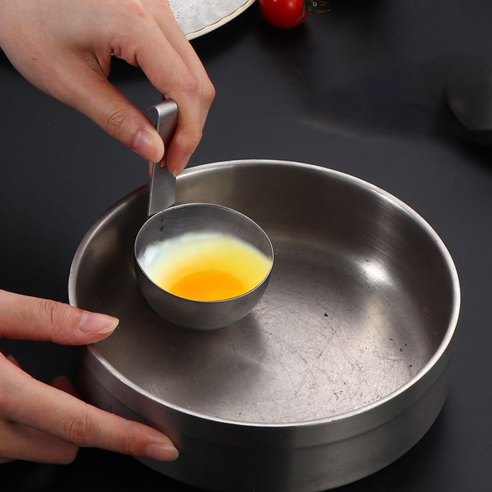 Egg Cooker Cups with Hanging Handle - Poached Egg Pan | Stainless Steel Nonstick Round Steamer Holder Boiler Tray for Breakfast Making, Kitchen Cooking, Picnic, Brunch, Household Food Prep, Restaurant