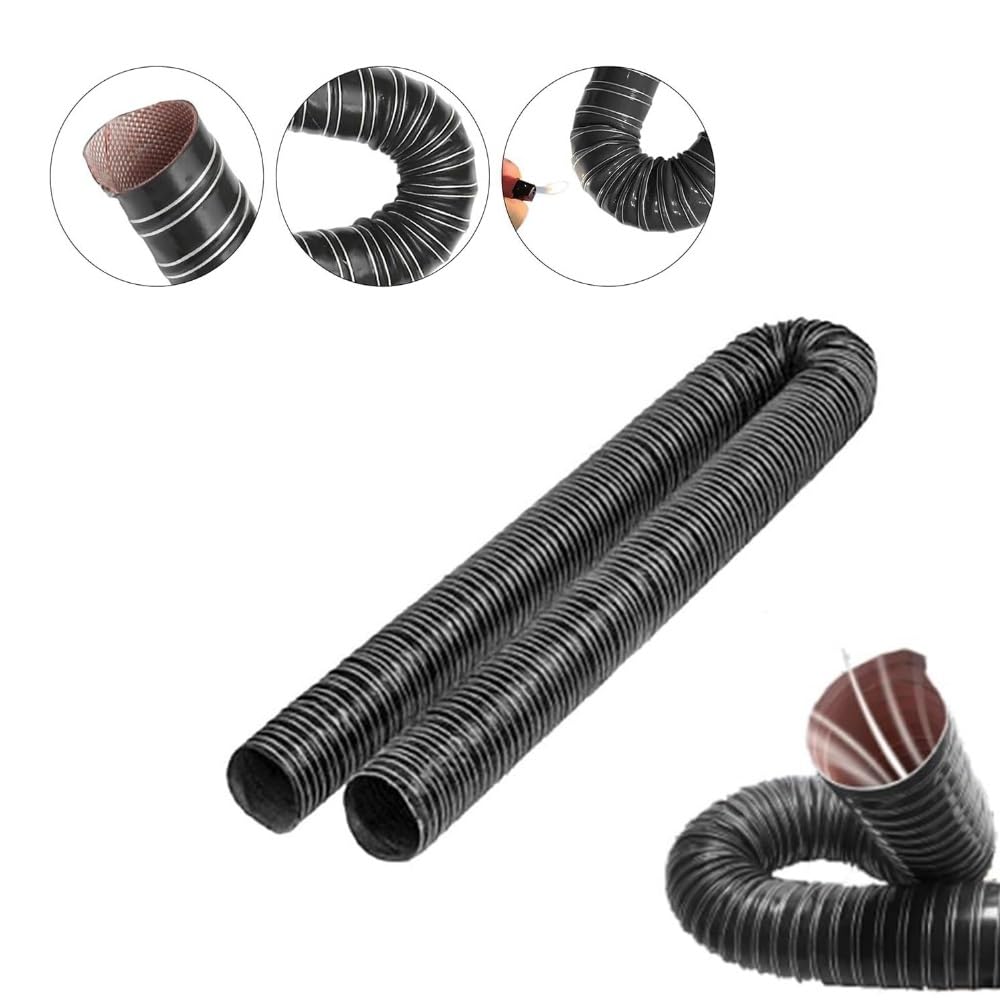 Tubo Flessibile di aspirazione per autoveicoli da 6" ID - Tubo di sfiato ad Alta Temperatura da 19,7 Piedi per Raffreddamento e Riscaldamento dei Freni, Diametro 38 mm (1,5"), Soluzione dure