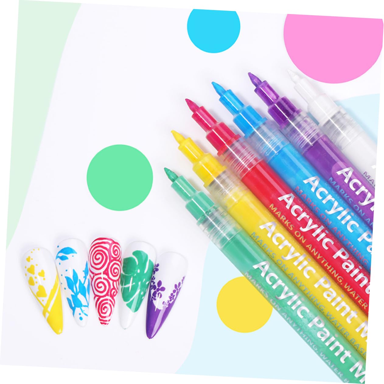 Healeved Bolígrafos y Superficie Lisa 10piezas para Pintar Uñas Agarre Cómodo para Decoración de Manicura en Casa y Salón Profesional