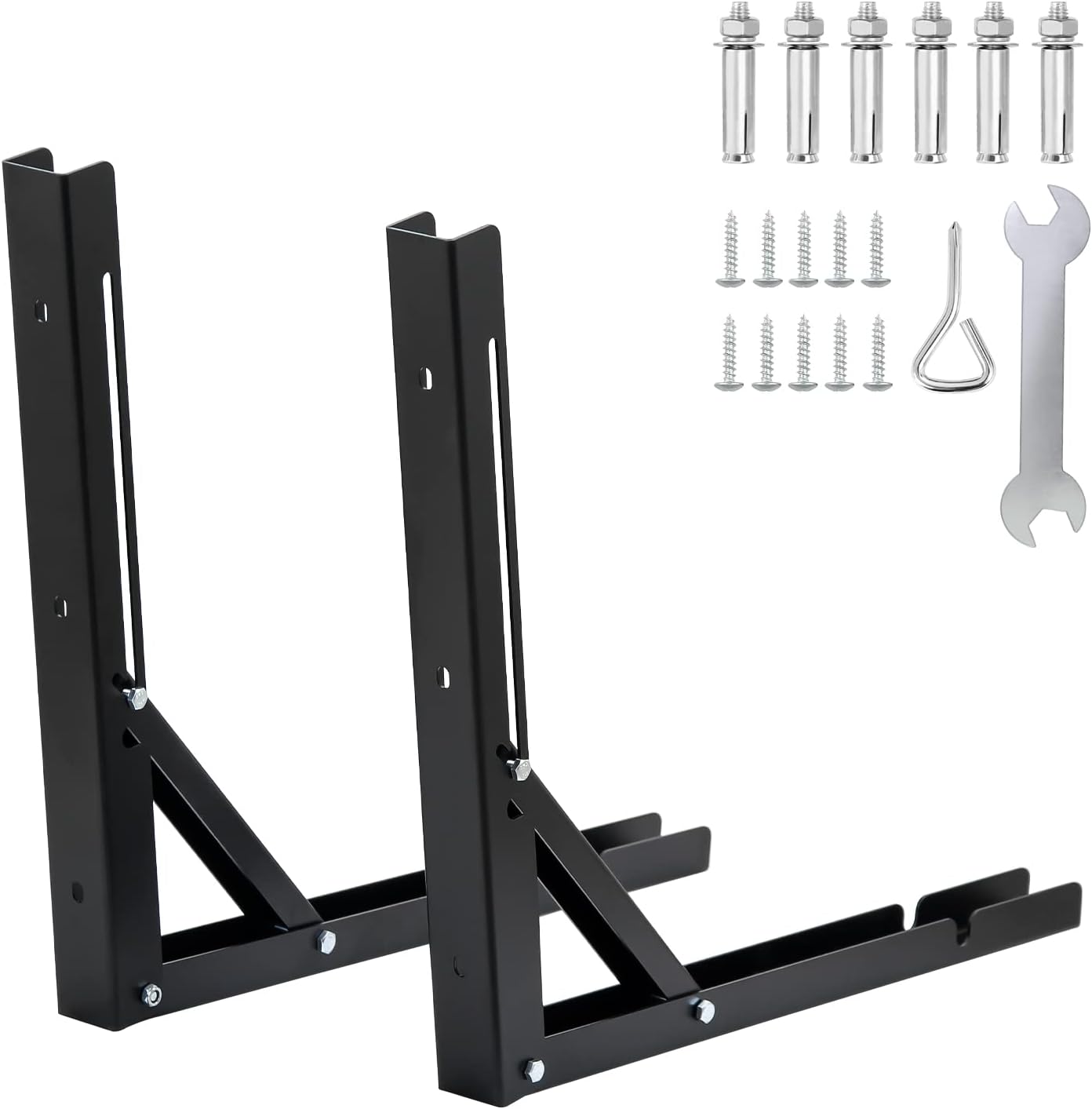 24'' Foldable Triangle Bracket 2 Pack Shelf Brackets DIY Heavy Duty Triangle Bracket Max Load 500 lb Space Saving Folding Shelf