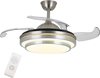 OUKANING Wentylator sufitowy z oświetleniem i pilotem zdalnego sterowania, 3 kolory światła, 36 W, lampa sufitowa LED, składane, 42 cale, nowoczesna lampa sufitowa do sypialni, salonu, jadalni