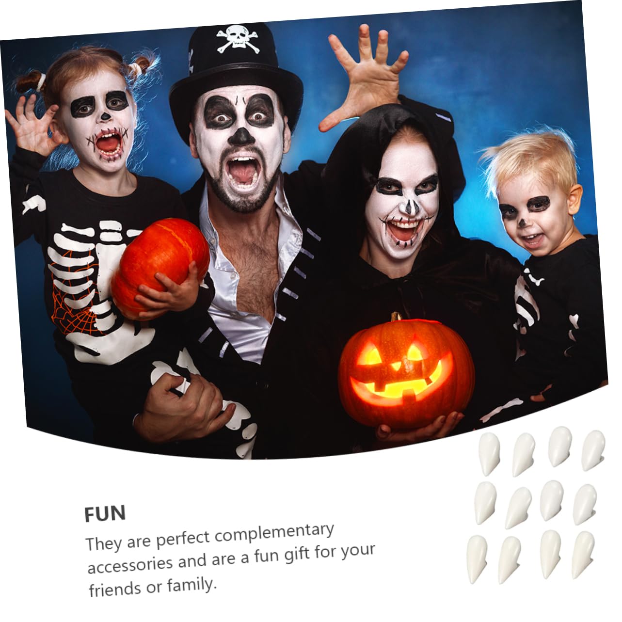 Lot De 6 Paires De Dents De Vampire Pour Halloween - 3 Tailles (13, 15, 17 Mm) Avec Colle Granulés - Cosplay Effrayant