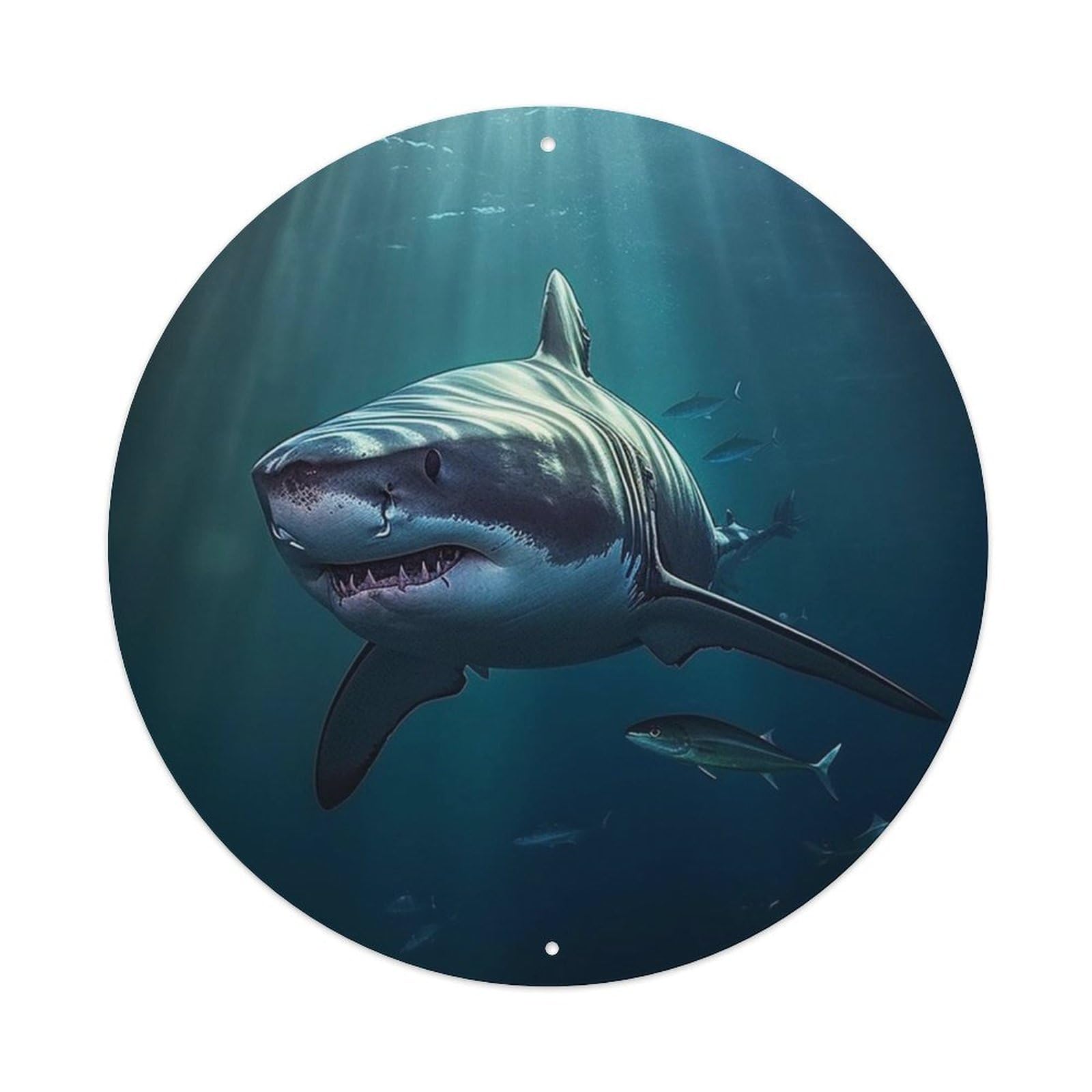 Animal Artwork Sharks in The Sea Vintage Metal Tin Sign Plaque Wall Decor for Cafe, Club Bar, Office, Garden Metal Poster 8x8Inch