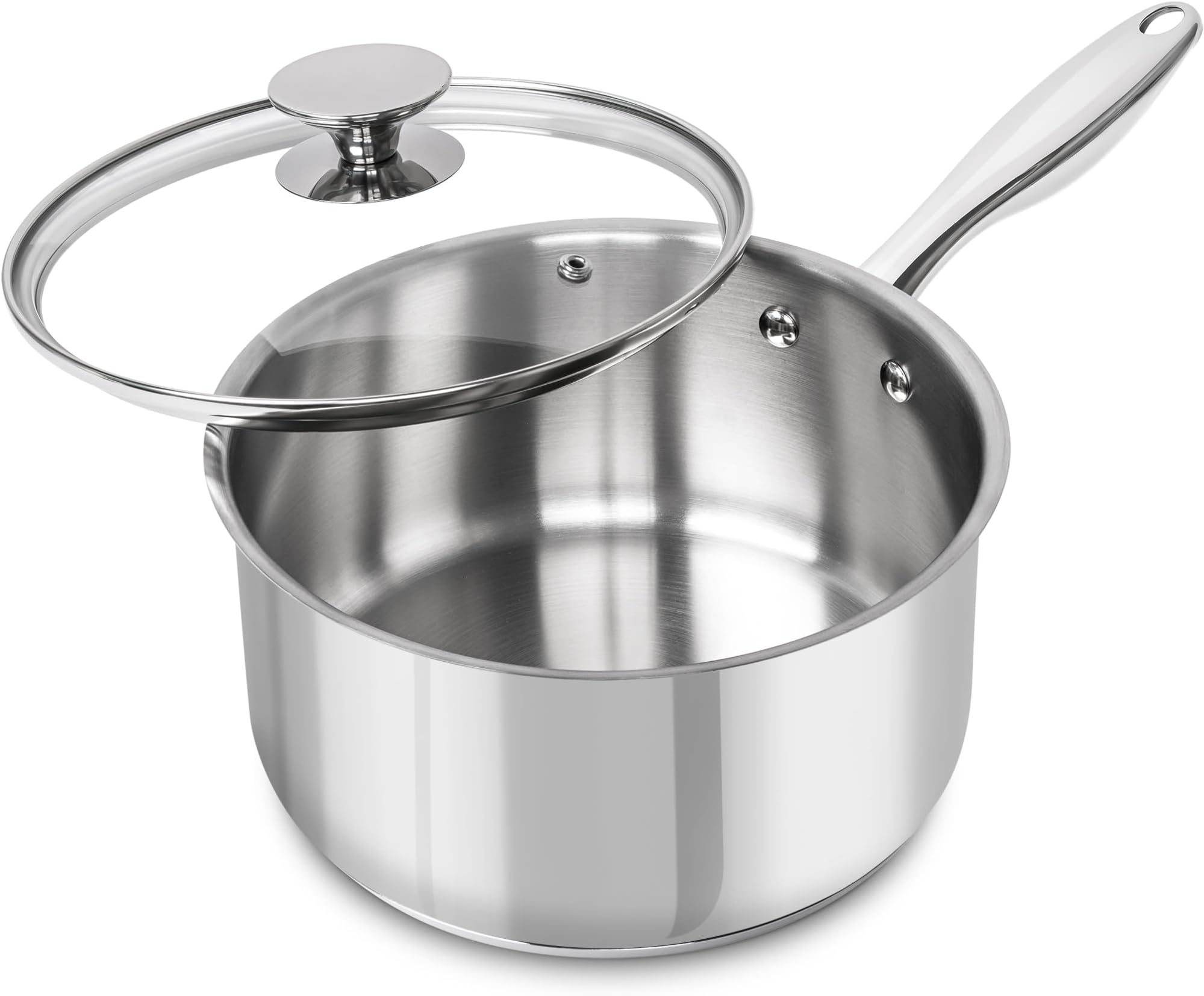 3 Quart Saucepan with Lid, Thick Bottom Sauce Pan Stainless Steel Saucepan with Cover, Nonstick Sauce Pot, Induction Compatible