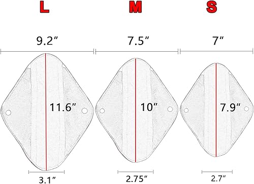 Miniatura 5 de Teamoy 6 almohadillas sanitarias de 10 pulgadas, reutilizables, lavables, almohadillas menstruales con bolsa húmeda, absorbentes, suaves y cómodas