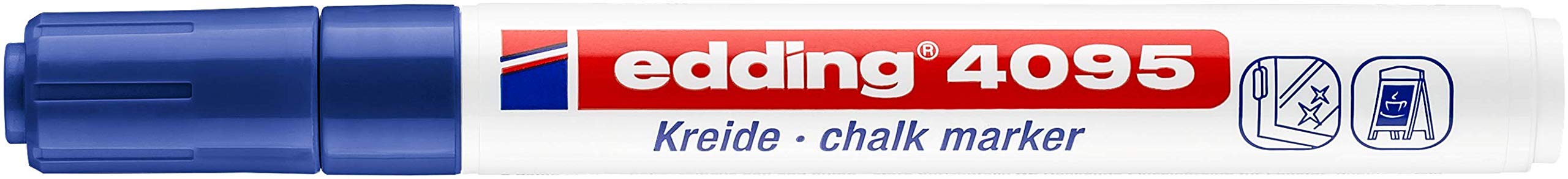 Edding Kreidemarker 4095 blau - 1 Kreide-Tintenmarker - Rundspitze 2-3 mm - Trocken abwischbarer Stift für Kreidetafeln - Für Fenster, Glas, Spiegel - Flüssigkreide-Marker für deckende Abdeckung