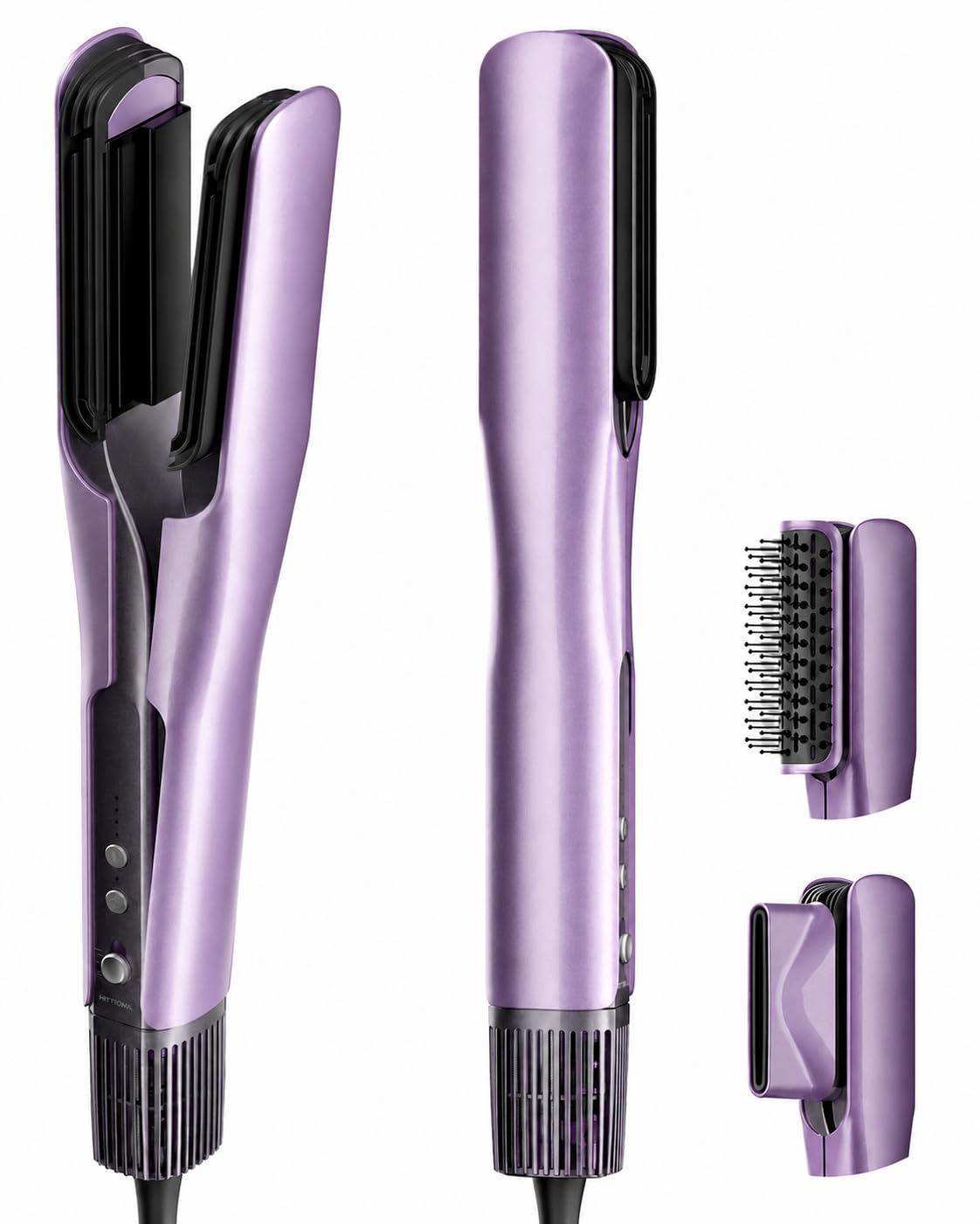 HITTIONA Air Haarglätter Föhn 3-in-1, Nass-zu-Trocken Glätteisen | 110.000 U/min, Ionen Air Glätteisen, Haare Schnell Föhnen und Glätten, mit Föhndüse und Volumenbürste, max. 180 °C