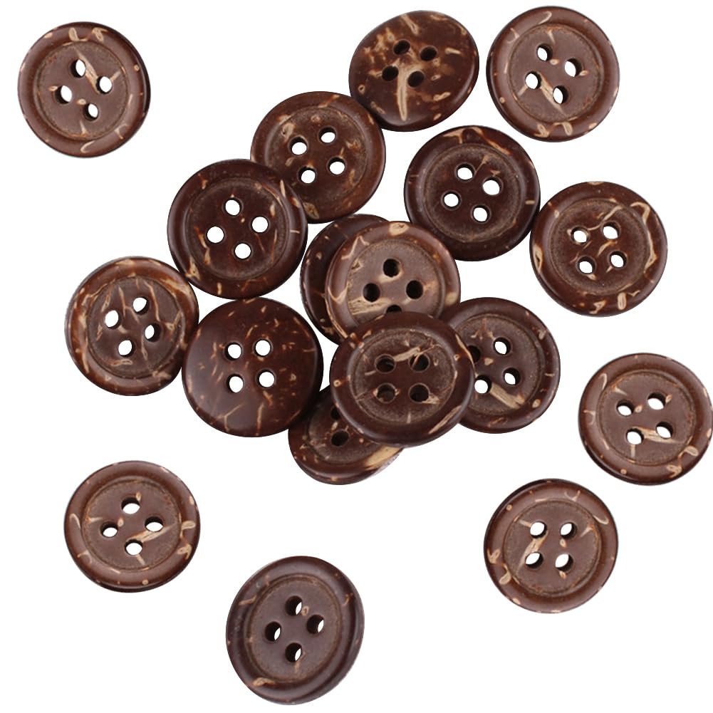 Boutons Bois 15mm – Lot De 10 – 2 Trous – Mercerie, Couture, Scrapbooking