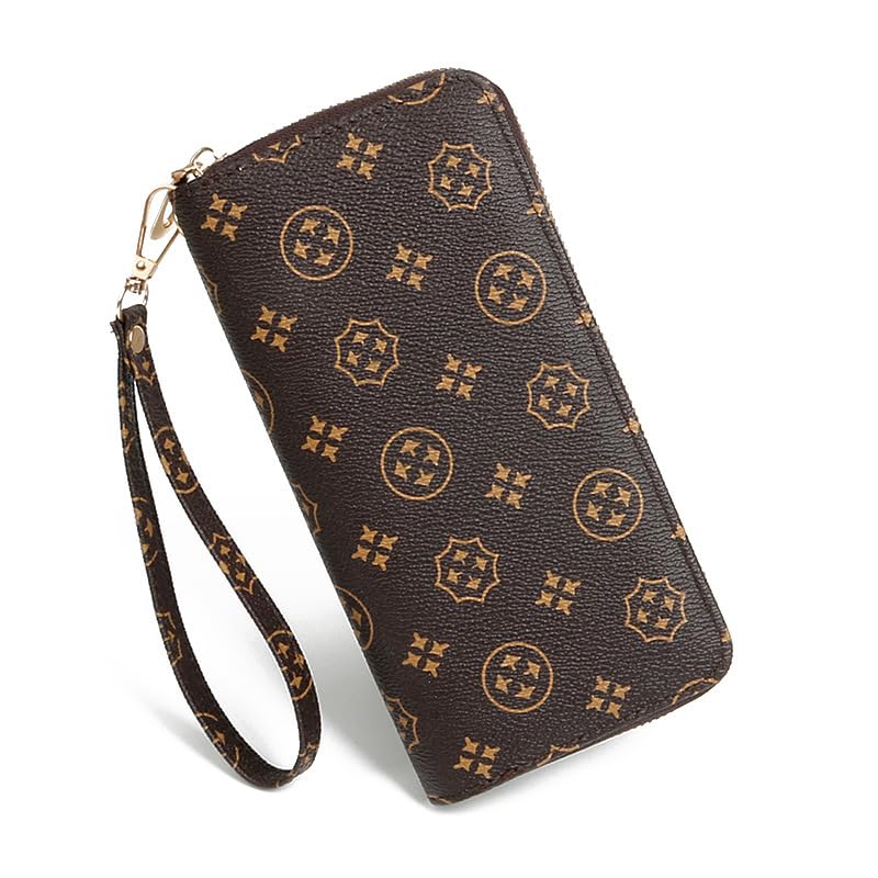 Card Wallets for Women Ladies Credit Card Holder RFID Blocking Small Card Holder Zipper Wallet Leather Coin Purse (Starry Coffee)