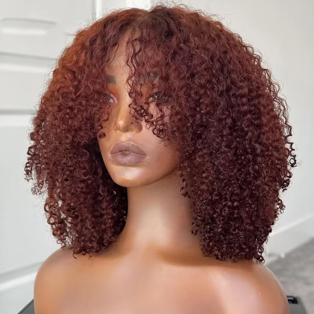 Copper Red 24” KINKY CURLY  Lace Front Wig *NEW* Amazon.com : Aveiyce Reddish Brown Deep Wave Lace Front Wigs  main image 4