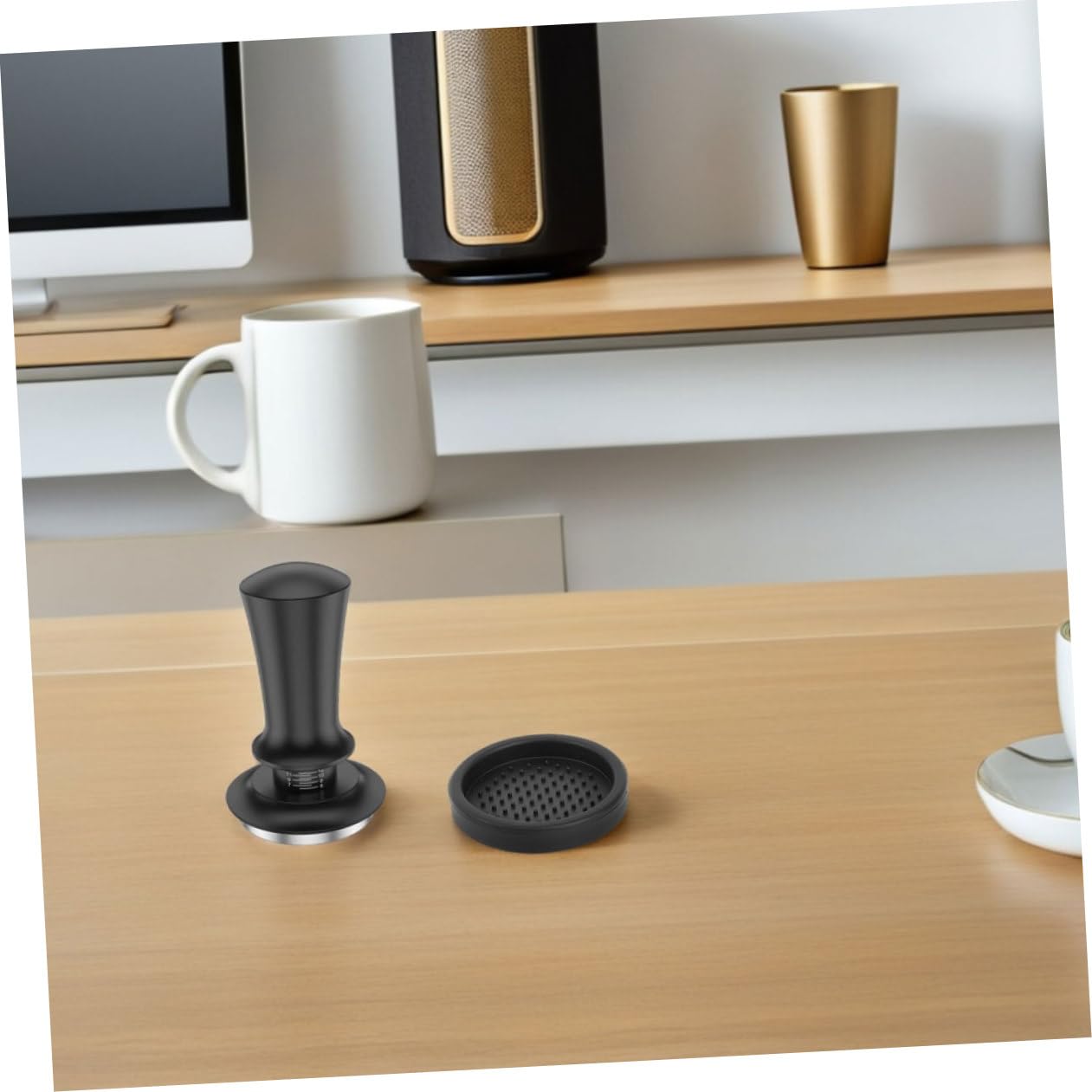 Holibanna Espresso-werkzeugset mit Edelstahltrichter Dosiertrichter und Espressopresse Kaffeezubehör für Espresso-verteiler und Präzises Tampen Edelstahl