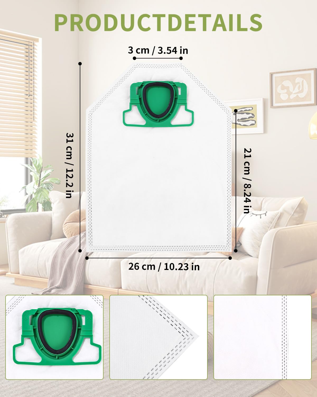 12 Staubsaugerbeutel für Vorwerk Kobold VK200 FP200 Absaugstation, Premuim Qualität Staubbeutel, Beutel Zubehör geeignet für Vorwerk Kobold VK 200, FP 200