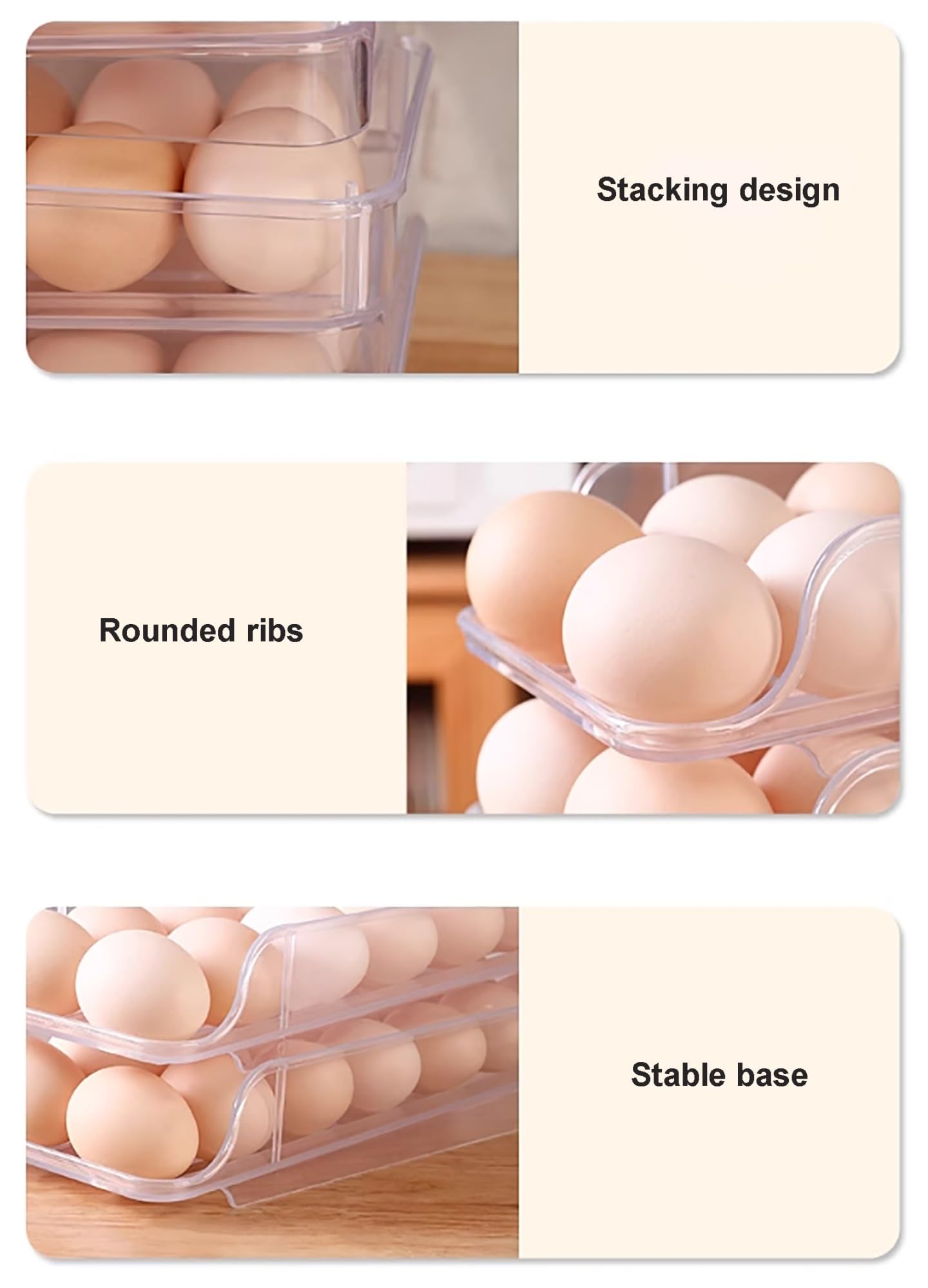 Organizador de huevos transparente para nevera, organizador de huevos con 42 rejillas para refrigerador, contenedor de almacenamiento de huevos rodantes