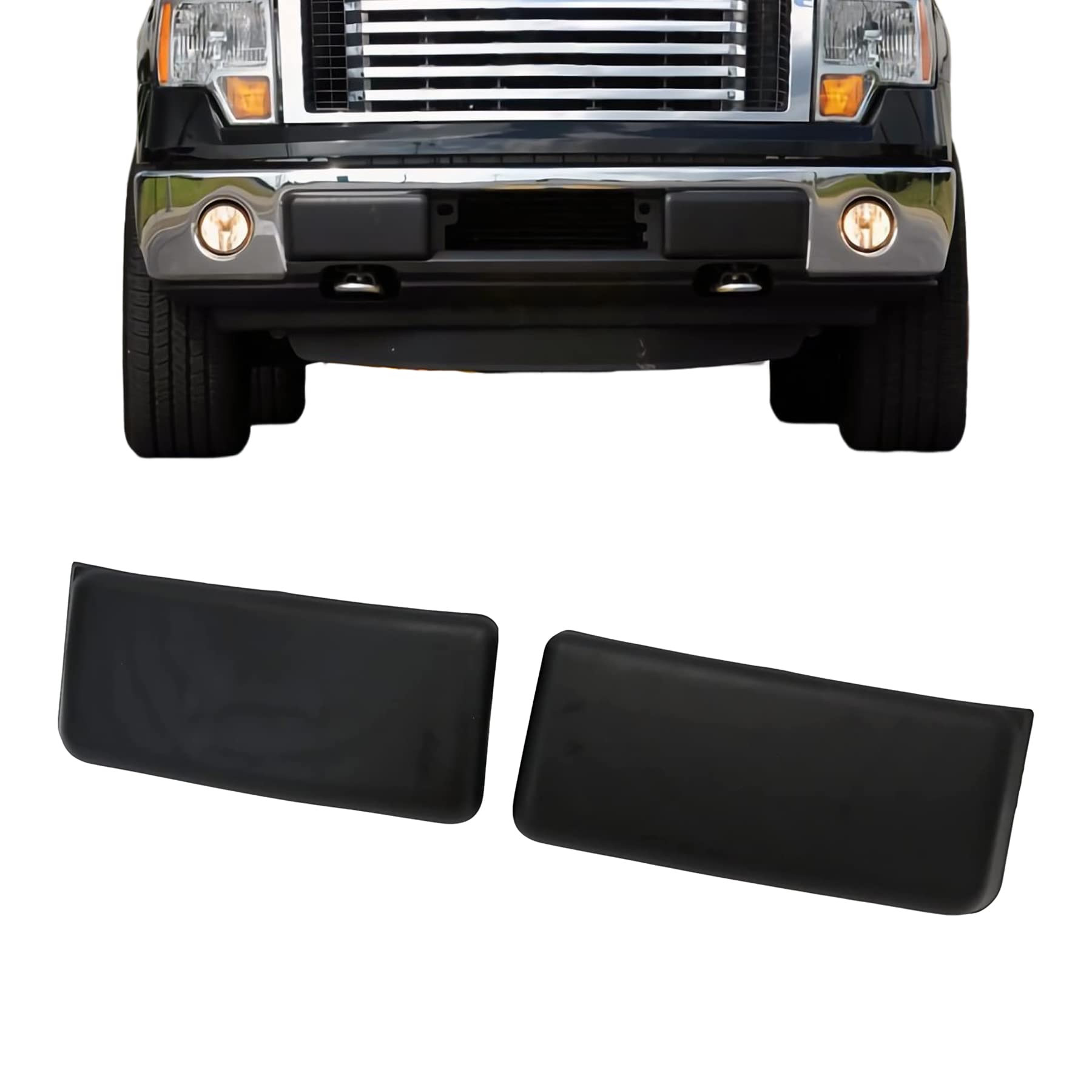 JustDrivably Replacement Parts Front Bumper Pad Guard Insert Cap Molding Trim Driver Left Side and Passenger Right Side Compatible with Ford F150 Pickup Truck 2009-2014 FO1053100