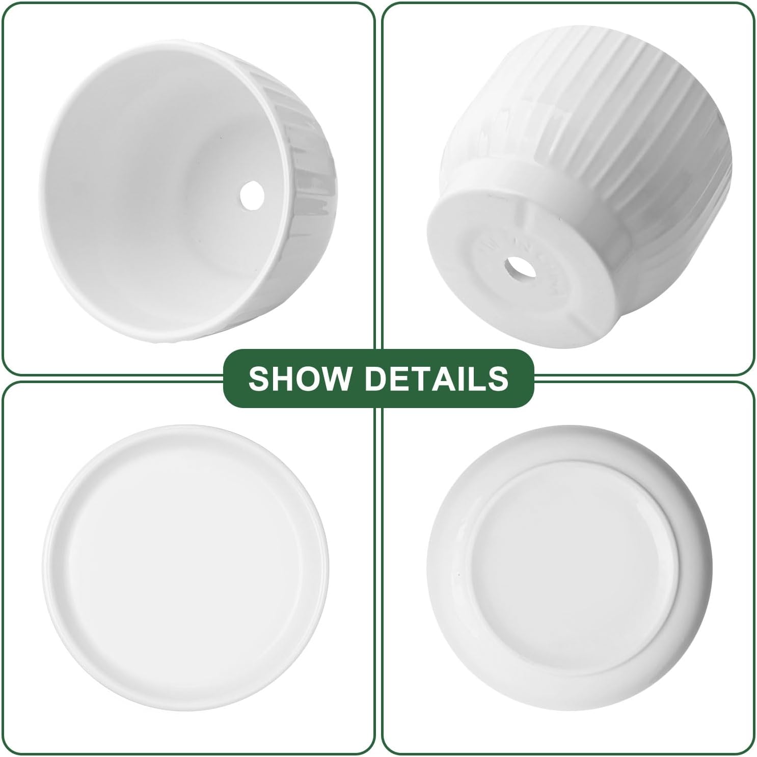 5.5 Inch Plant Pot, Ceramic Planter with Drainage and Saucer，Ceramic Pots for Plants, Indoor Plant pots，Succulent Orchid Flower Pot(Pure White,4 Pack)