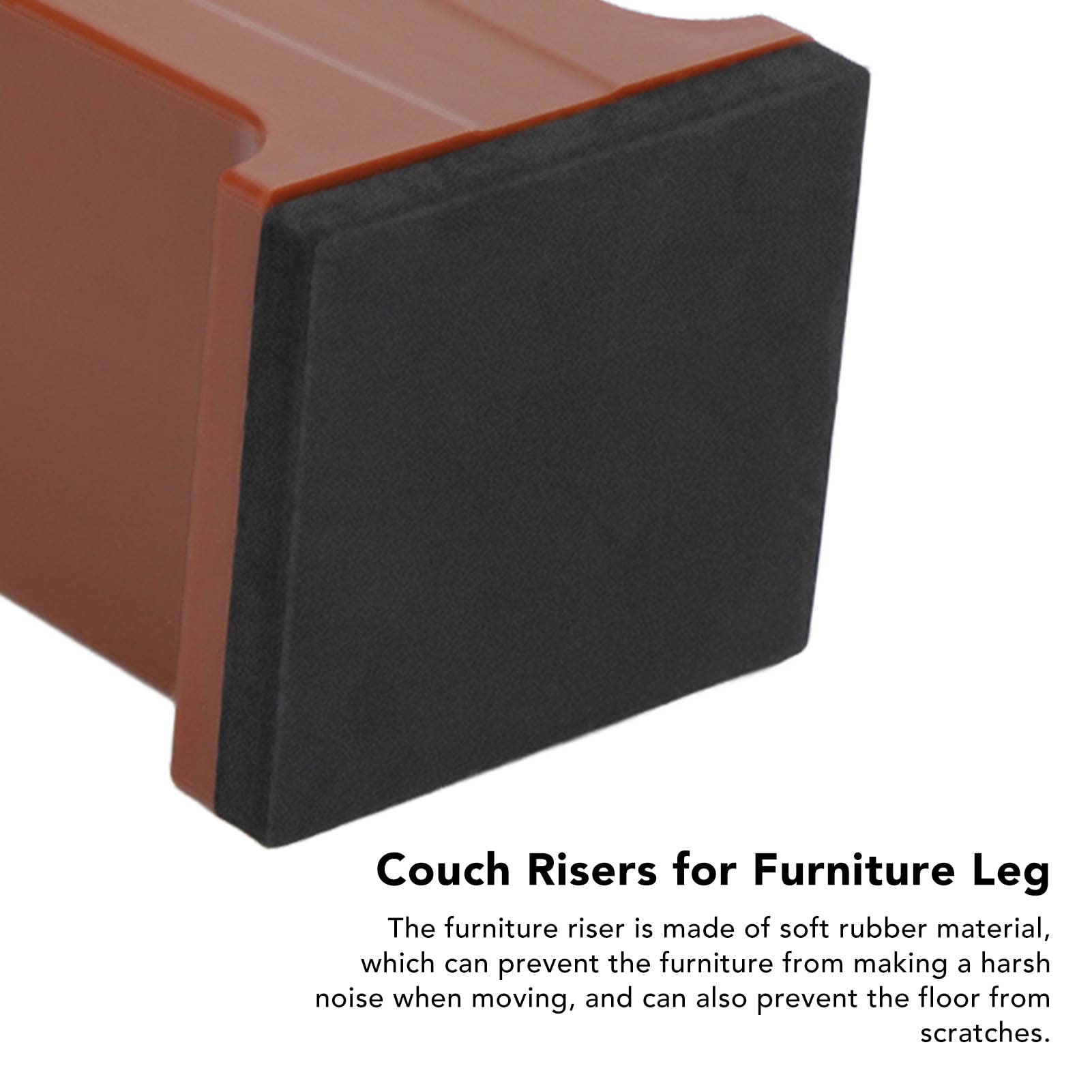 Lyrlody Raised Bed Blocks, 4pcs Adjustable Furniture Risers with Screw Clamp, Rubber, Brown, for Cabinet Sofa Table Desk Feet Lifting - Image 3