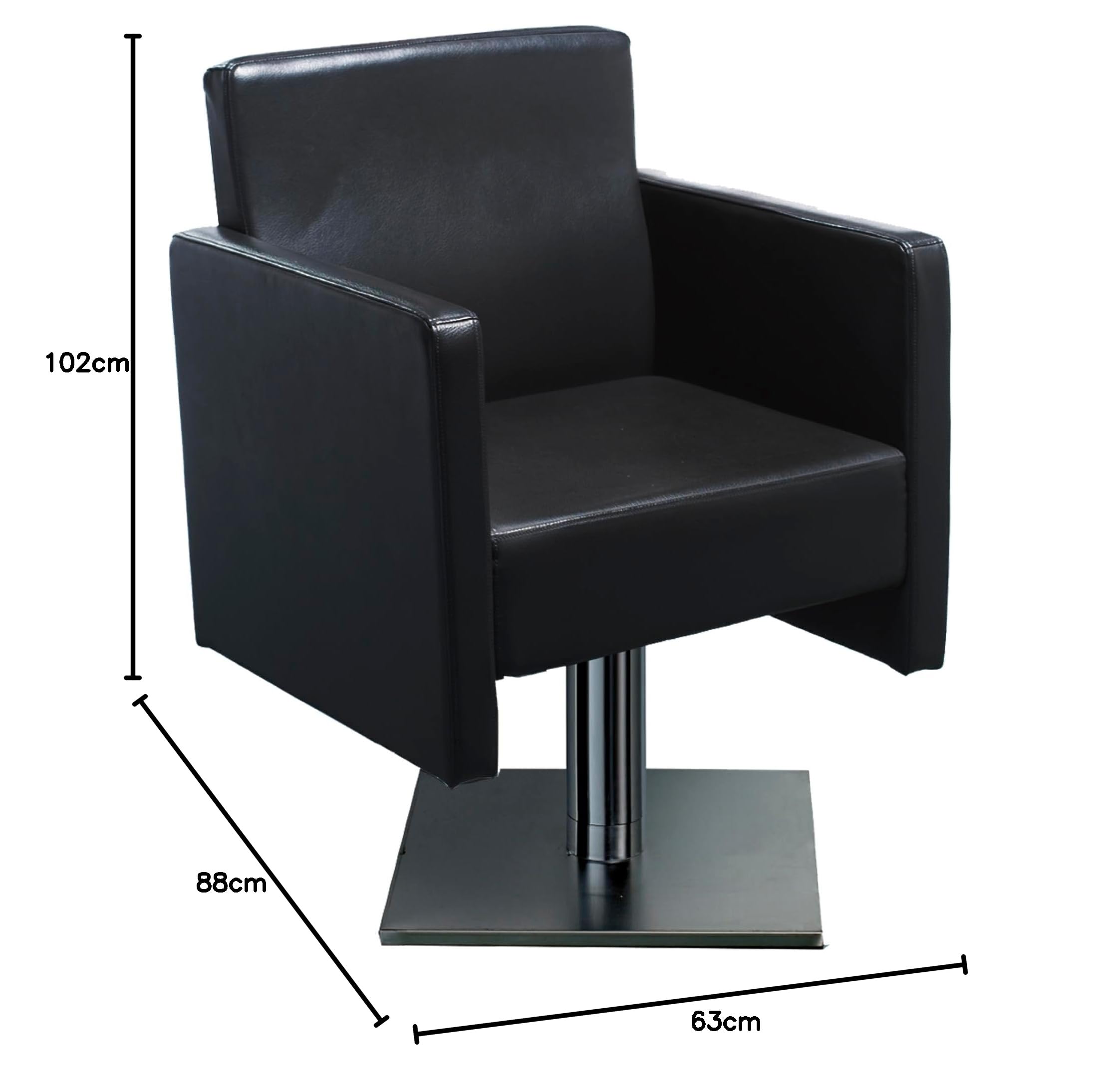 Italian Design - Poltrona da Barbiere Professionale Kubic - Design Ergonomico e Imbottito con Altezza Regolabile da 90 a 105 cm, Rivestimento Resistente all'Acqua e Base Cromata Antiscivolo - Nero