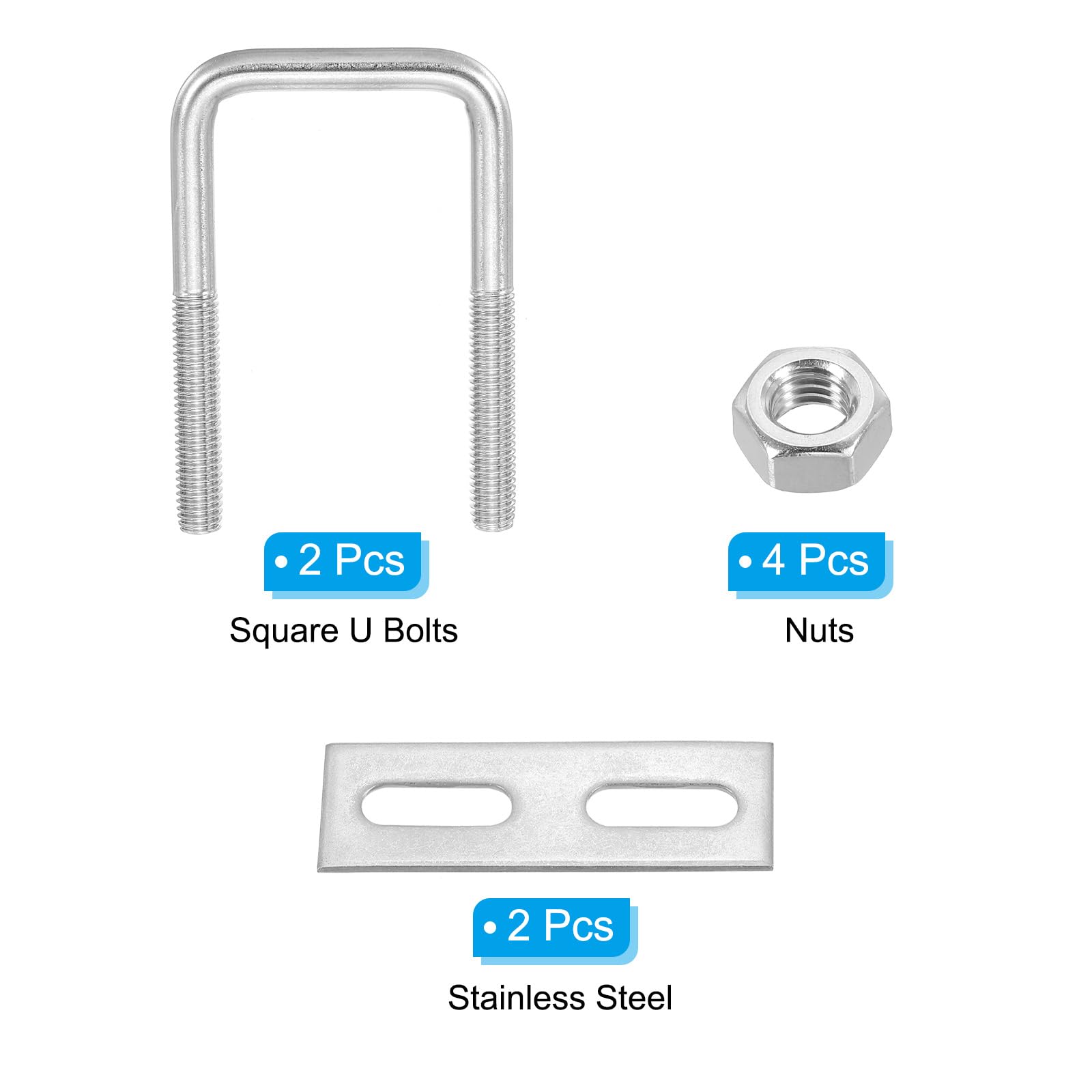 PATIKIL M8x40x65mm Square U-Bolts Kit - Image 3