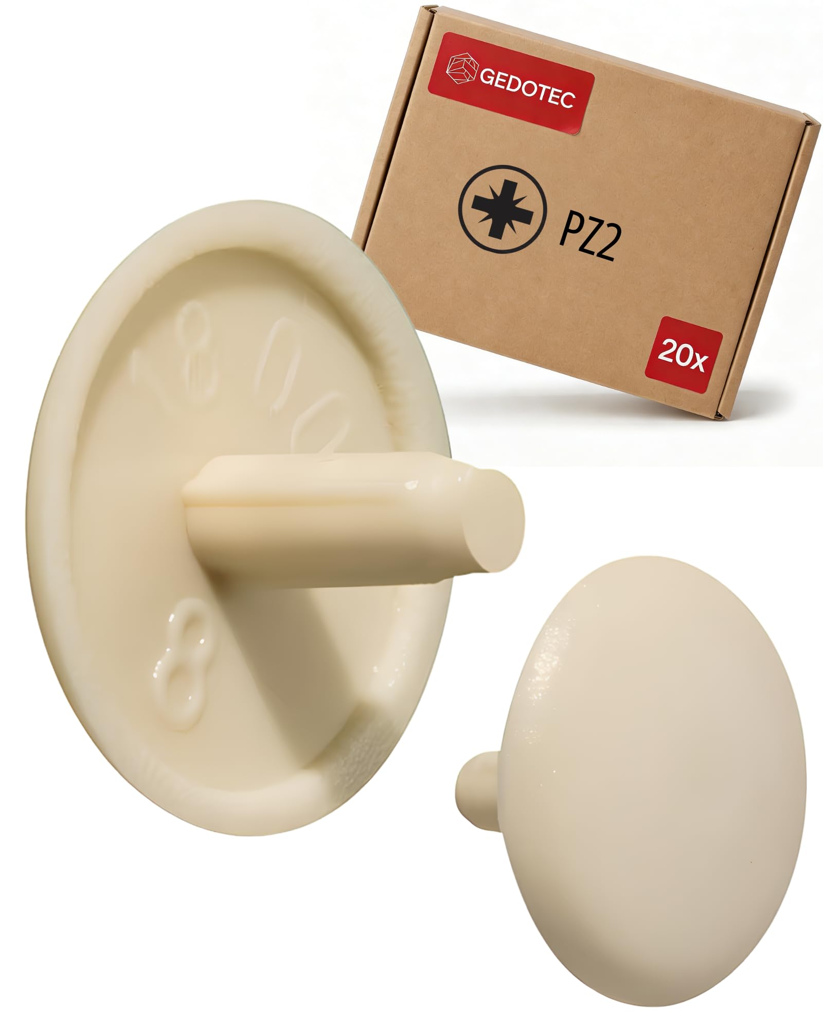Gedotec Plastic Round Screw Covers, Beige (Ral1015), 20 pieces, H1115, for Head Hole, PZ2 Diameter 12 x 2.5 mm