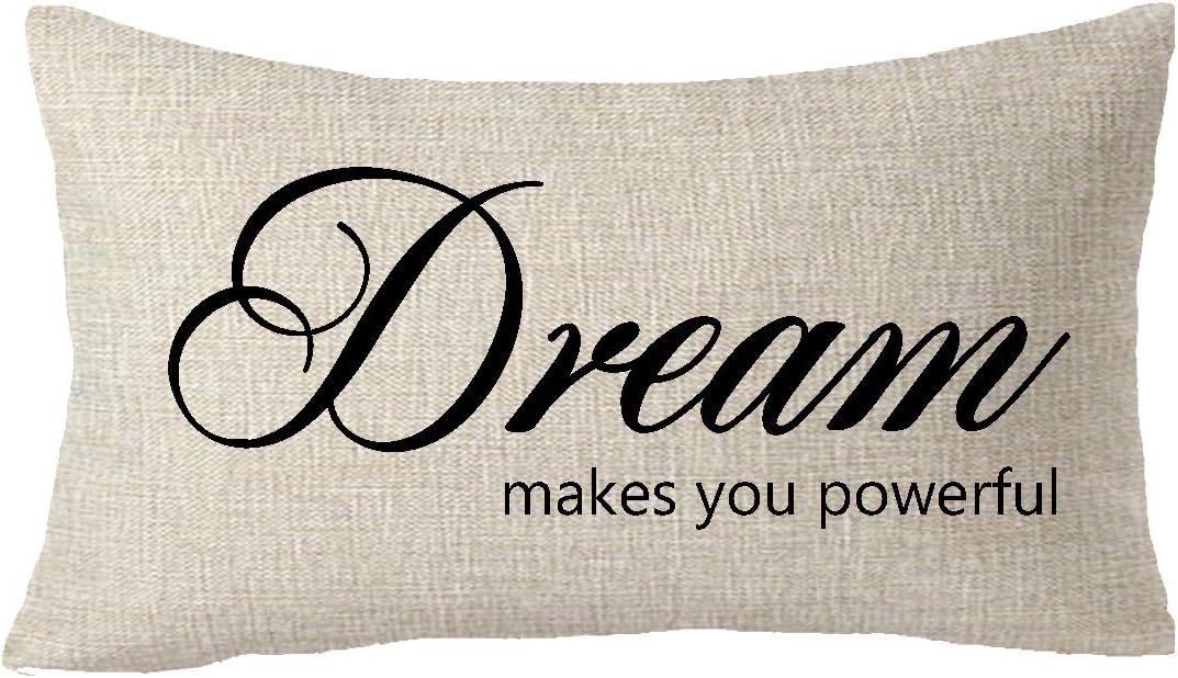 Pack of 4 Believe Blessed Dream Grateful Living Learning Working Encourage Motivational Inspirational Saying Best Gift Throw Pillow Cover Waist Cushion Case Lumbar Cotton Linen Decorative 12x20 inches