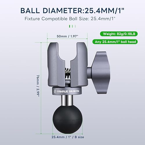 Miniatura 7 de FANAUE Brazo de enchufe único con adaptador de bola de 1 pulgada compatible con soportes RAM tamaño B brazo de doble enchufe y soporte de teléfono