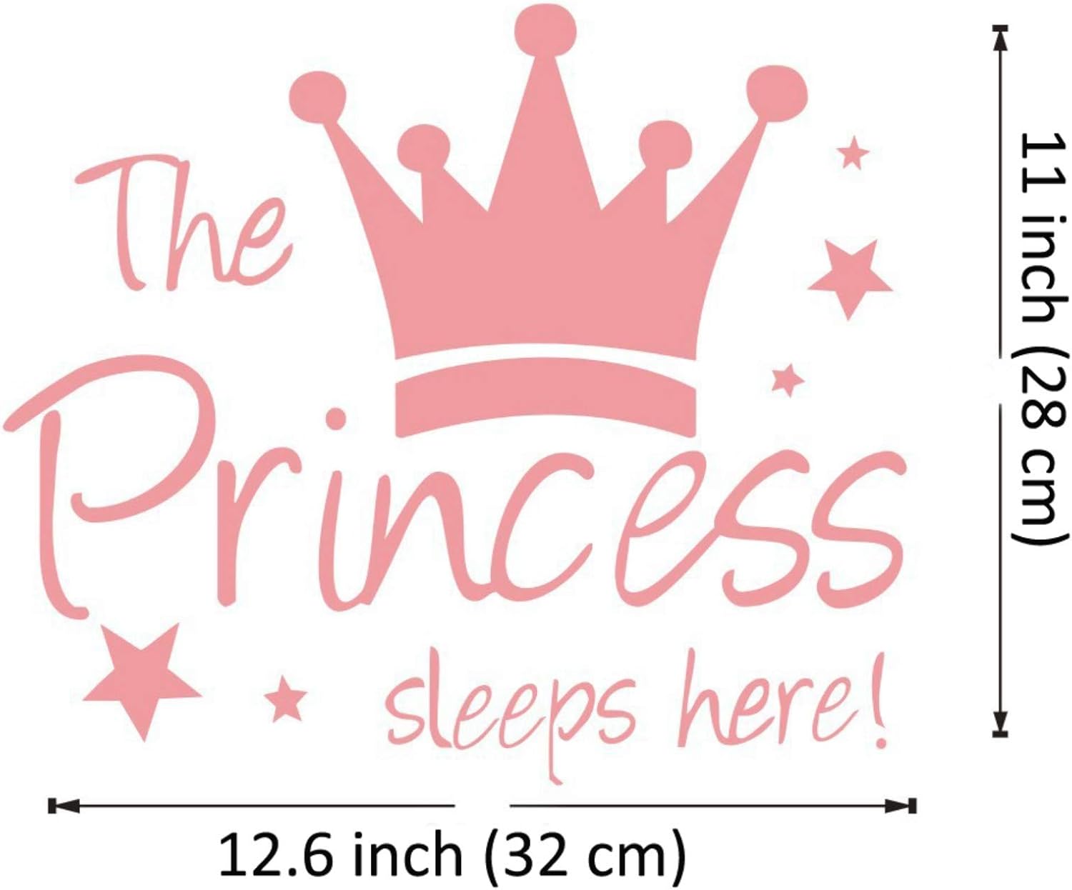 1 PCS Wall Sticker The Princess Sleep Here 12.6 Inch Little Crown Star Art Quotes Wall Decal Decor for Living Room Bedroom