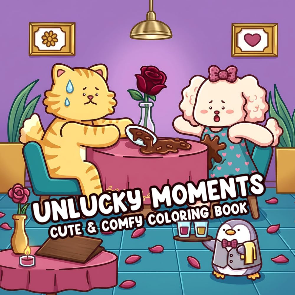 Unlucky Moments Coloring Book: Cozy Messy Life Coloring pages featuring Adorable Chaos and Simple Everyday Blunder Illustrations for Adults seeking Stress Relief and Smiles