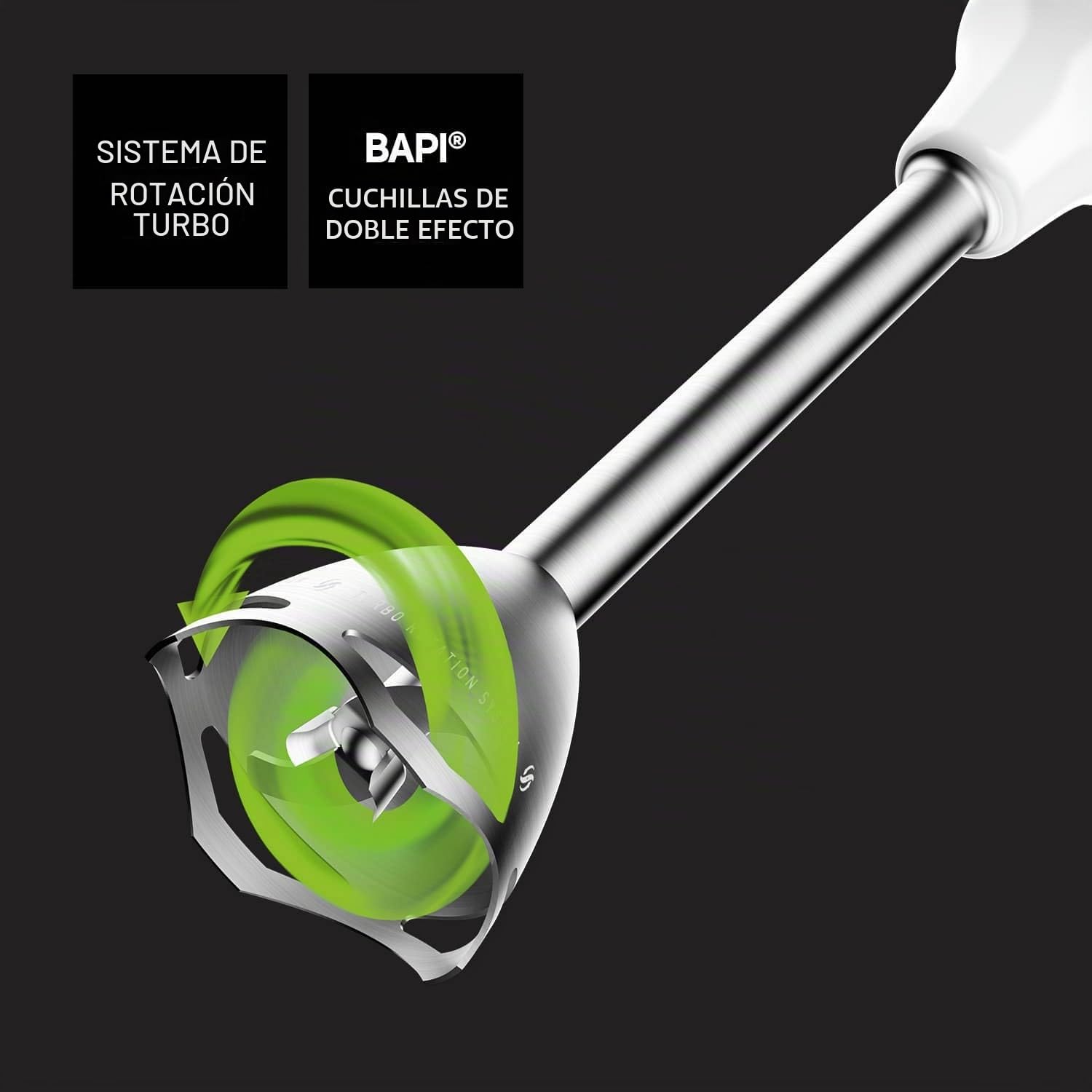 Taurus BAPI 1500 Premium XL Plus – Batidora de Mano sin BPA| Varilla Extralarga| 20 Velocidades + Turbo| 1500W| Cuchillas Acero INOX 4 filos| Incluye Set Completo de Accesorios apto para Lavavajillas