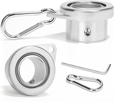 MOFEEZ Flag Pole Rings with Bearings, Fit Flagpole with 0.75-1inch Diameter, 360 Degree Anti-Wrap Aluminum Alloy Rotating Flag Mounting Rings with Carabiner Tangle FreePack of 2-Silver