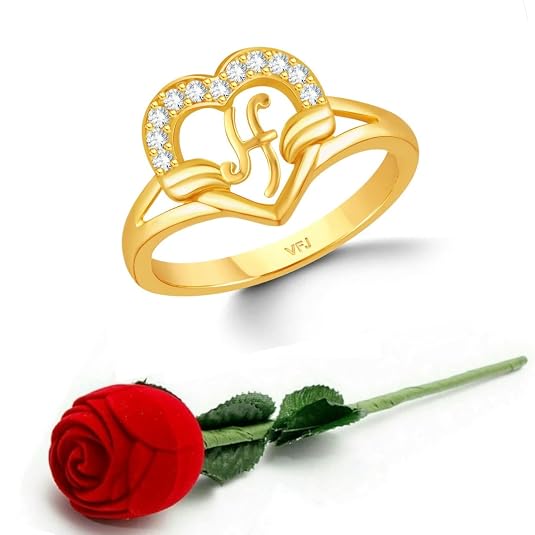 Buy Vighnaharta cz alloy Gold plated Valentine collection Initial