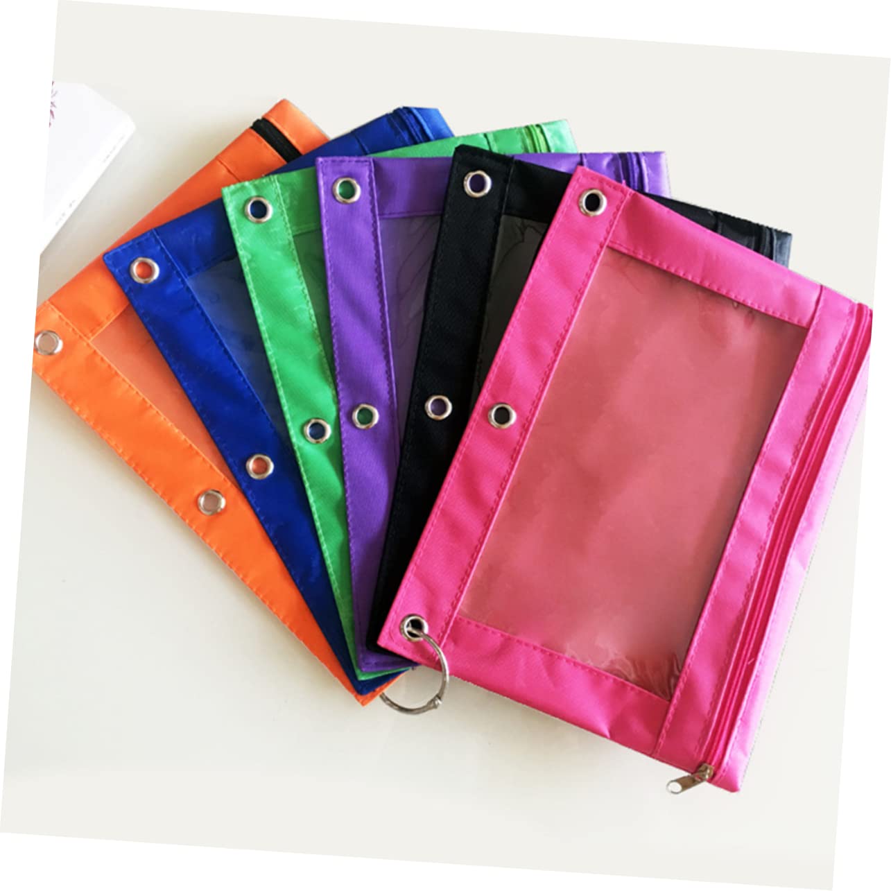 Estuche para Lápices de Tela Oxford Transparente Tres Orificios 12 Piezas