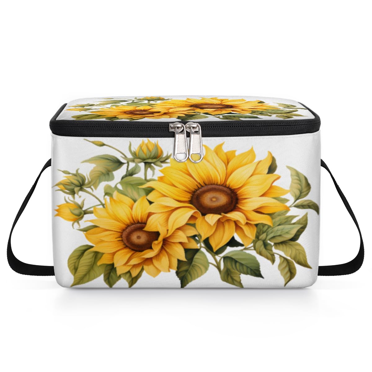 GzLeyigou Sunflower Blossm Lunch Bags for Women Men 9 Cans, Hot & Cold Food Delivery Bag Insulated Grocery Bag Insulated Lunch Box Sun Flower Cooler Bag for Office Work Picnic Beach