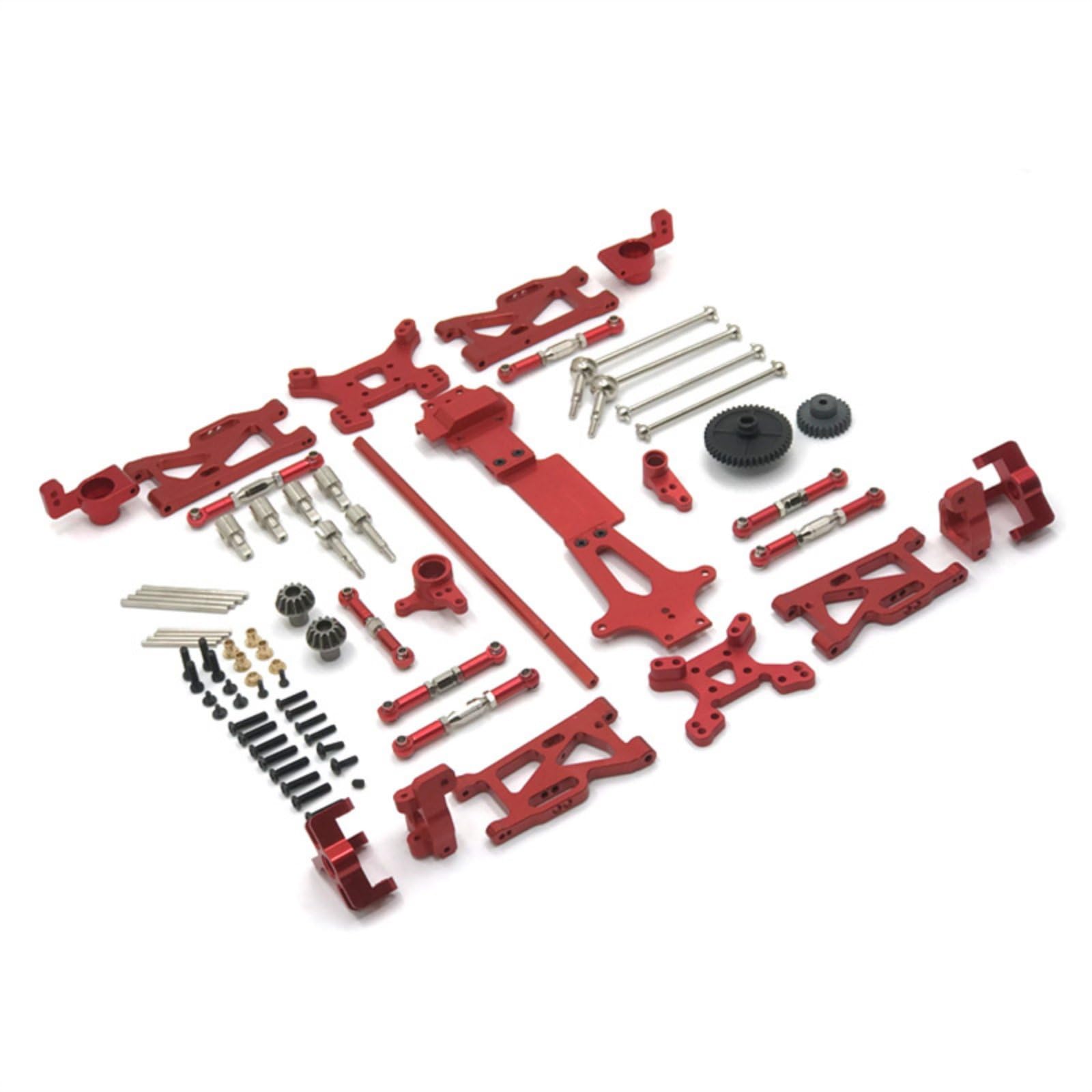 Componenti Industriali Set Sospensione RC Upgrade Metallo Completo Ricambi Cuscinetti Assi CVD Snodi Sterzo Ingranaggi Alberi, Rosso