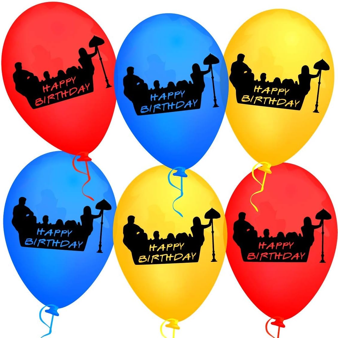 Friends Couch Happy Birthday Latex Party Balloons - 12 inch/25 Pack