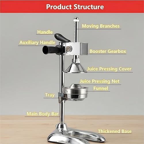 Miniatura 4 de Exprimidor de hierro fundido Exprimidor de limón Trituradora de acero inoxidable resistente Exprimidor manual comercial. Prensa manual para cocina,