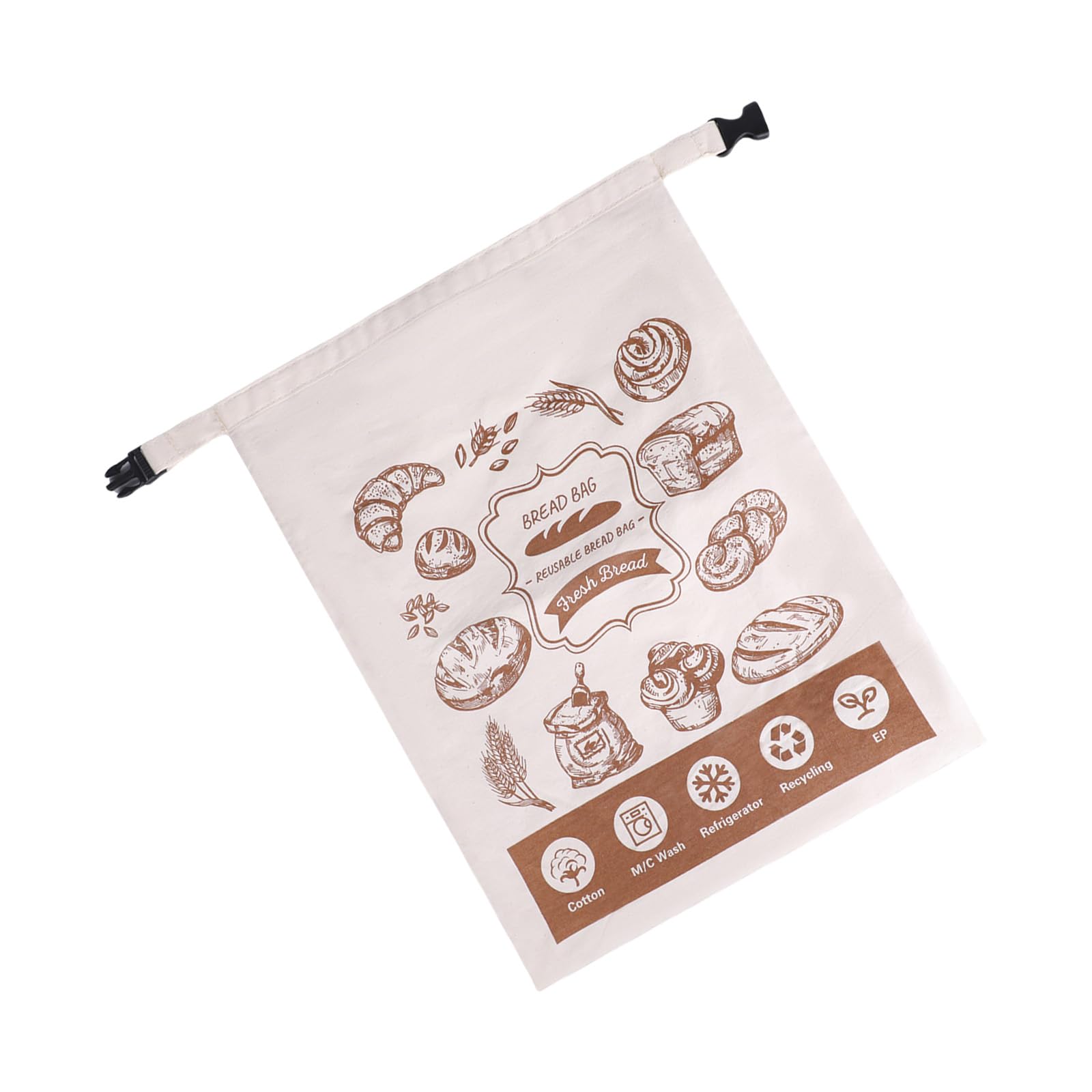 MALSSE Multipurpose Cotton Food Preservation with Secure Buckles for Bakeries, Snacks & Households Bread Bag with Buckles Closures Bread Packaging Bag for Bakeries