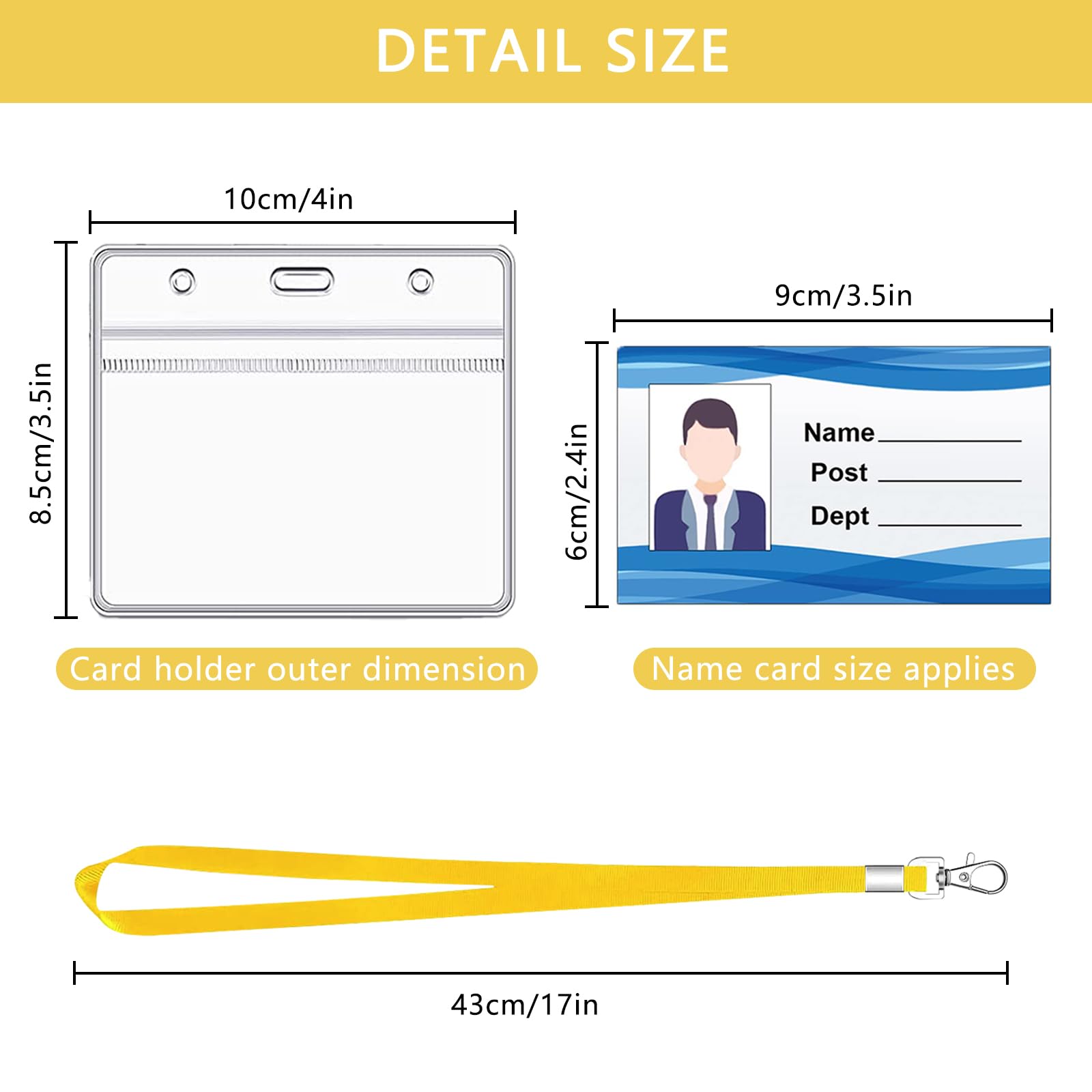 XHDA Yellow 30PCS Lanyards for Neck with 30PCS Card Holder, Lanyard with Clear Plastic Card Holder for ID Card and Staff - Image 2