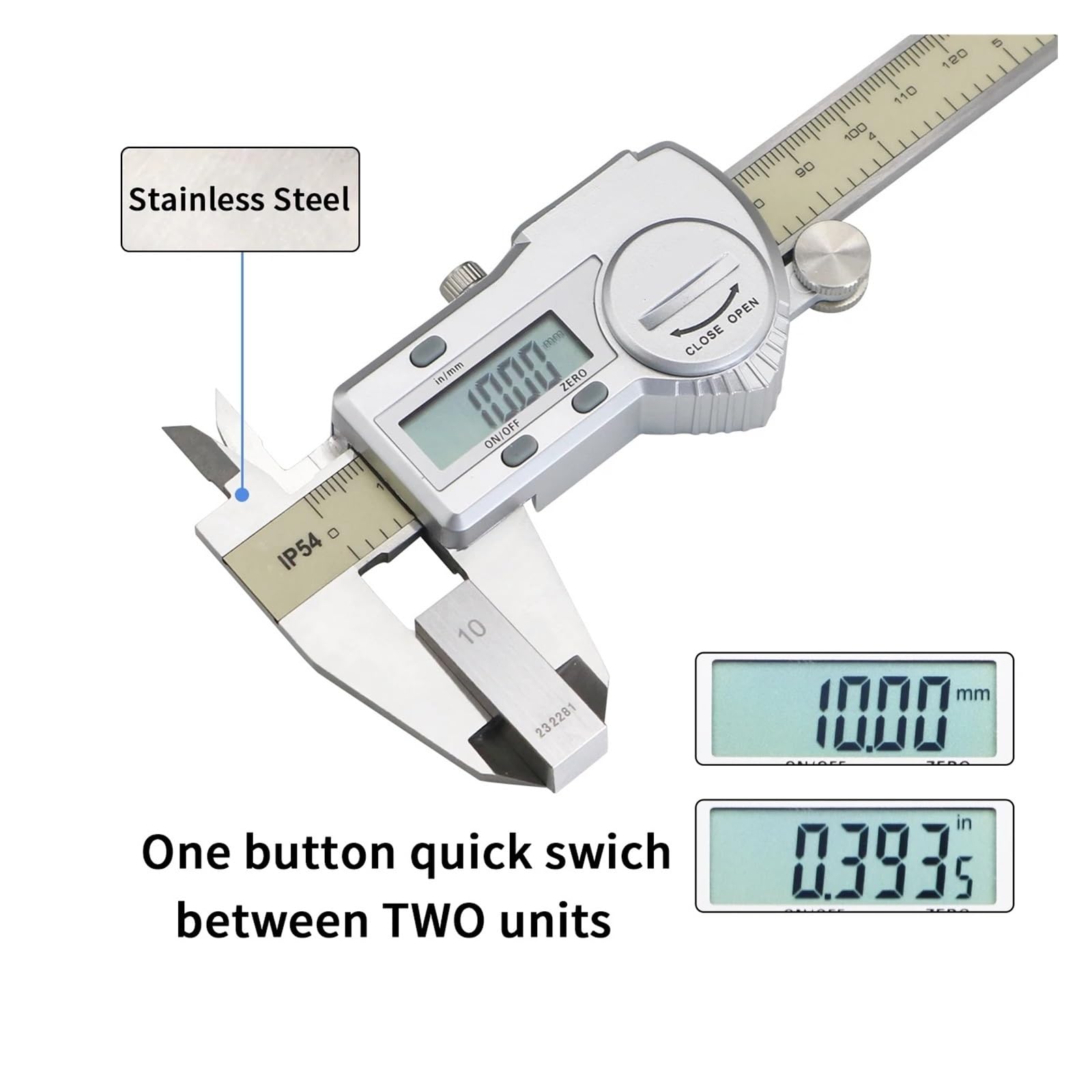 Micrómetro Calibrador digital, calibradores 0-150 mm Calibre Vernier Micrómetro IP54 Herienta de medición 0.01(0-300mm)