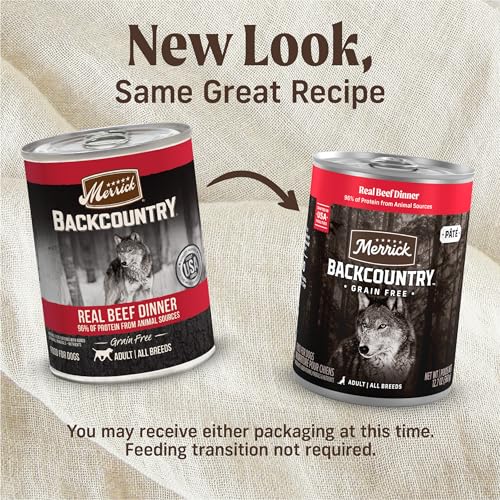 Merrick Backcountry Grain Free Premium Canned Wet Dog Food, Soft And Healthy Recipe, Real Beef Dinner - (Pack of 12) 12.7 oz. Cans