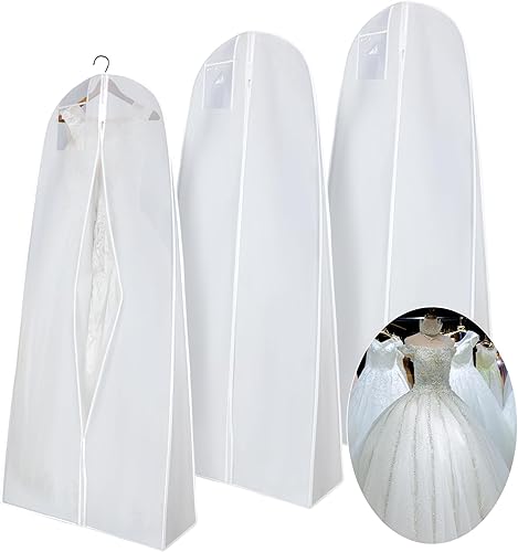 Miniatura 7 de Windyun Bolsa de ropa para vestido de novia de 71 pulgadas, bolsa de almacenamiento para vestidos de novia, bolsas de almacenamiento para colgar