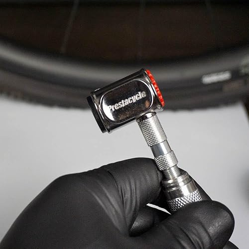 Miniatura 9 de Prestacycle Pro Presta Head - Cabezal de bomba de neumático de bicicleta con bloqueo automático para válvulas sin cámara y Presta, diseño de acero