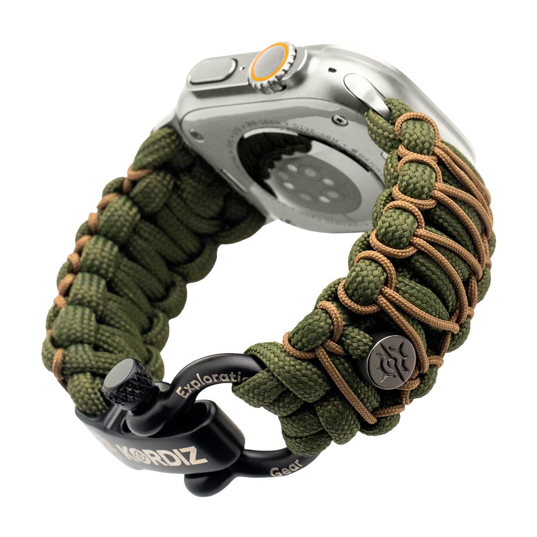 KORDIZ Survivor Pro - Nylon Paracord band for Apple Watch ULTRA 3, ULTRA 2/1 [49mm] & Series 11, 10, 9, 8, 7-1, SE3, SE2, SE [46mm 45mm 44mm 42mm] -